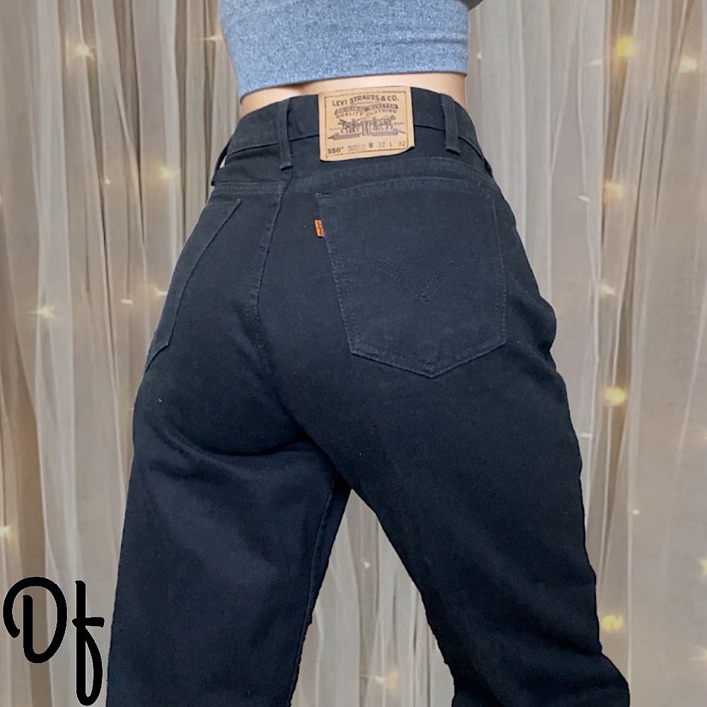 Vintage Levi's 550 Orange Tag Relaxed Fit Tapered Leg Black Jeans Size 32 Waist
